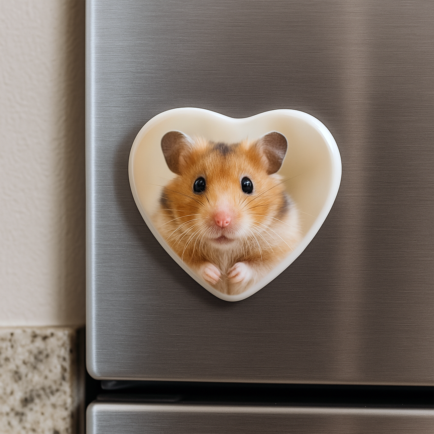 Ceramic Heart Photo Fridge Magnet, 7x5cm, Gloss