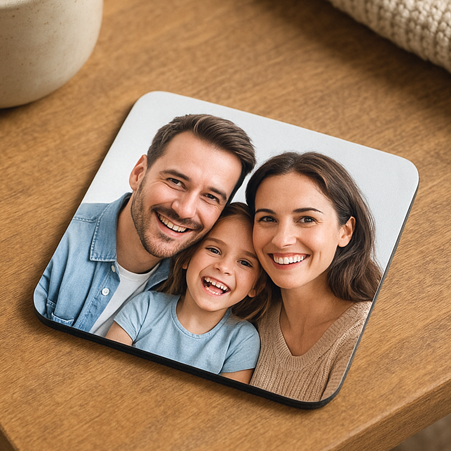 1 Single Photo Drink Coaster - Wooden, Square, Gloss