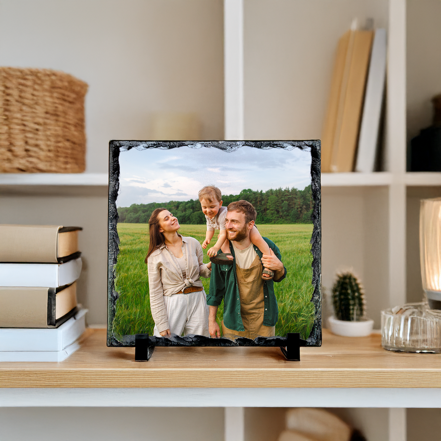 Square Photo Rock Slate with Stand - Gloss