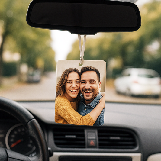 Photo Car Air Freshener with Ribbon Rectangle