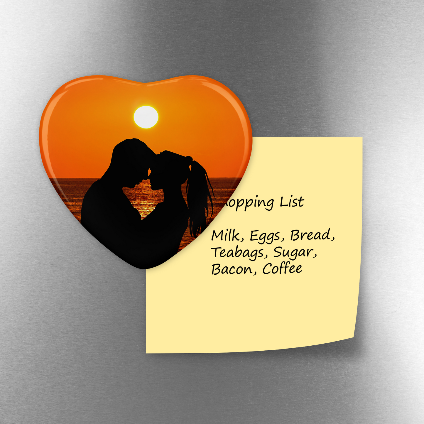 Ceramic Heart Photo Fridge Magnet, 7x5cm, Gloss