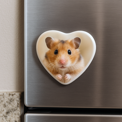 Ceramic Heart Photo Fridge Magnet, 7x5cm, Gloss