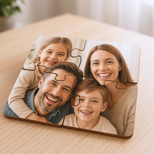 Set of 4 Jigsaw Drink Coasters - Wooden, Gloss
