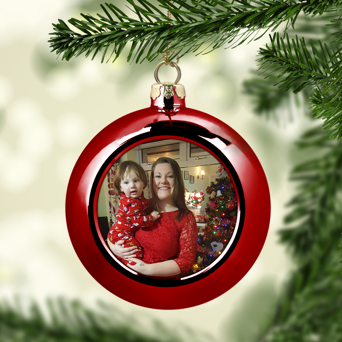 Red Christmas Bauble with Your Photo