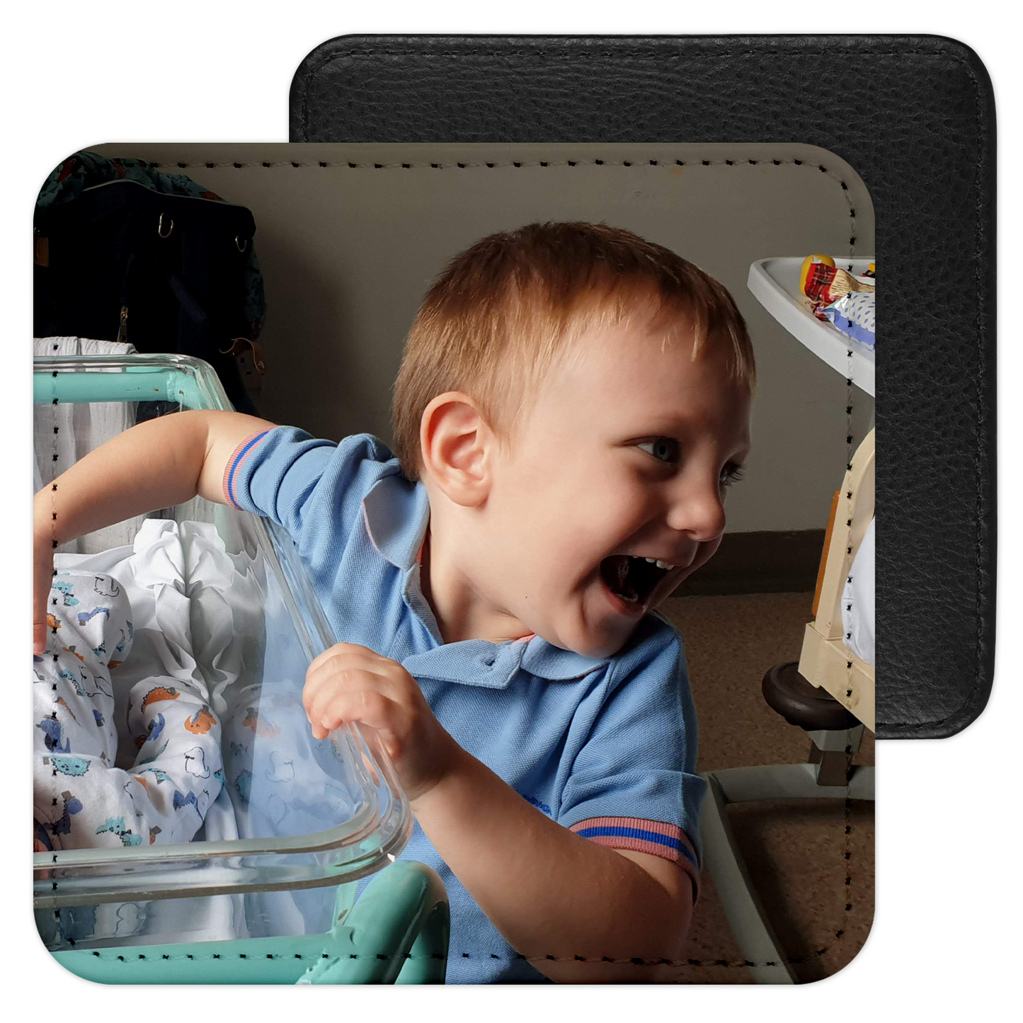 Set of 4 Faux Leather Photo Drink Coasters - Square