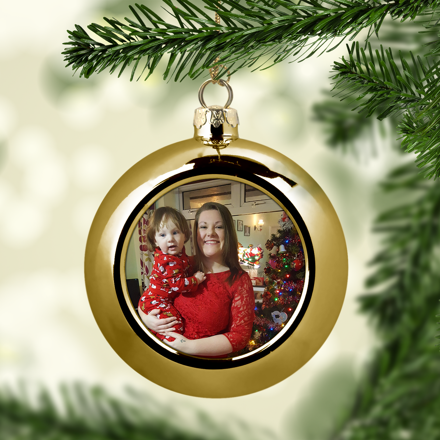 Gold Christmas Bauble with Your Photo