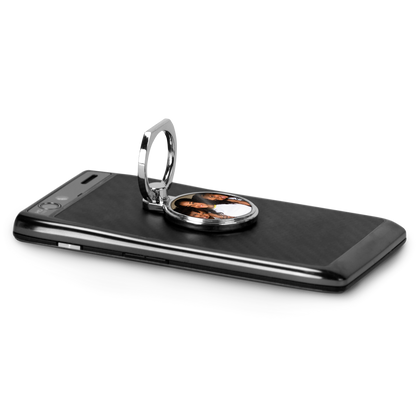 Mobile Phone Ring Holder Grip - Any Photo, Black Metal