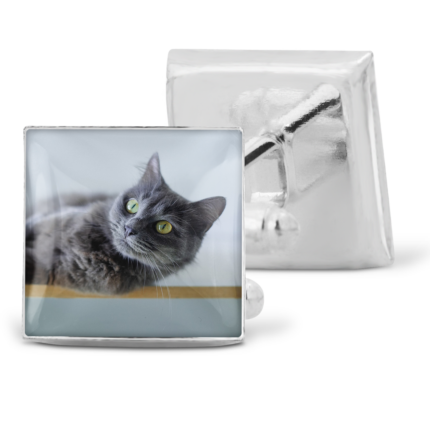 Photo Cufflinks, Square, Silver - Includes Gift Box