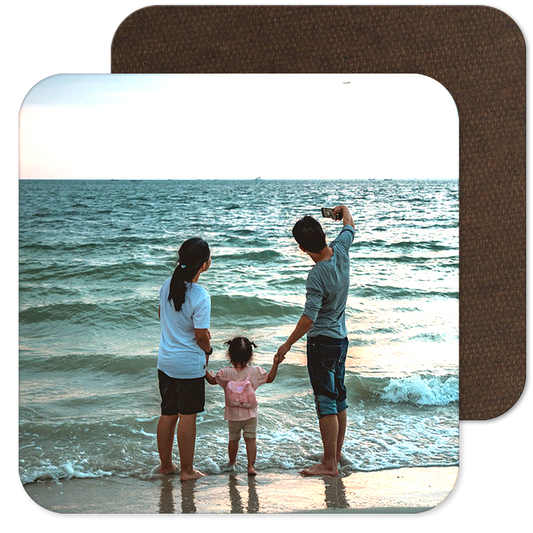 1 Single Photo Drink Coaster - Wooden, Square, Gloss