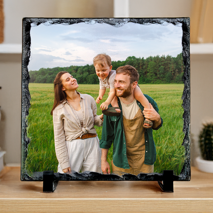 Square Photo Rock Slate with Stand - Gloss