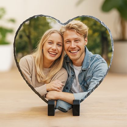 Heart Photo Rock Slate with Stand - Gloss