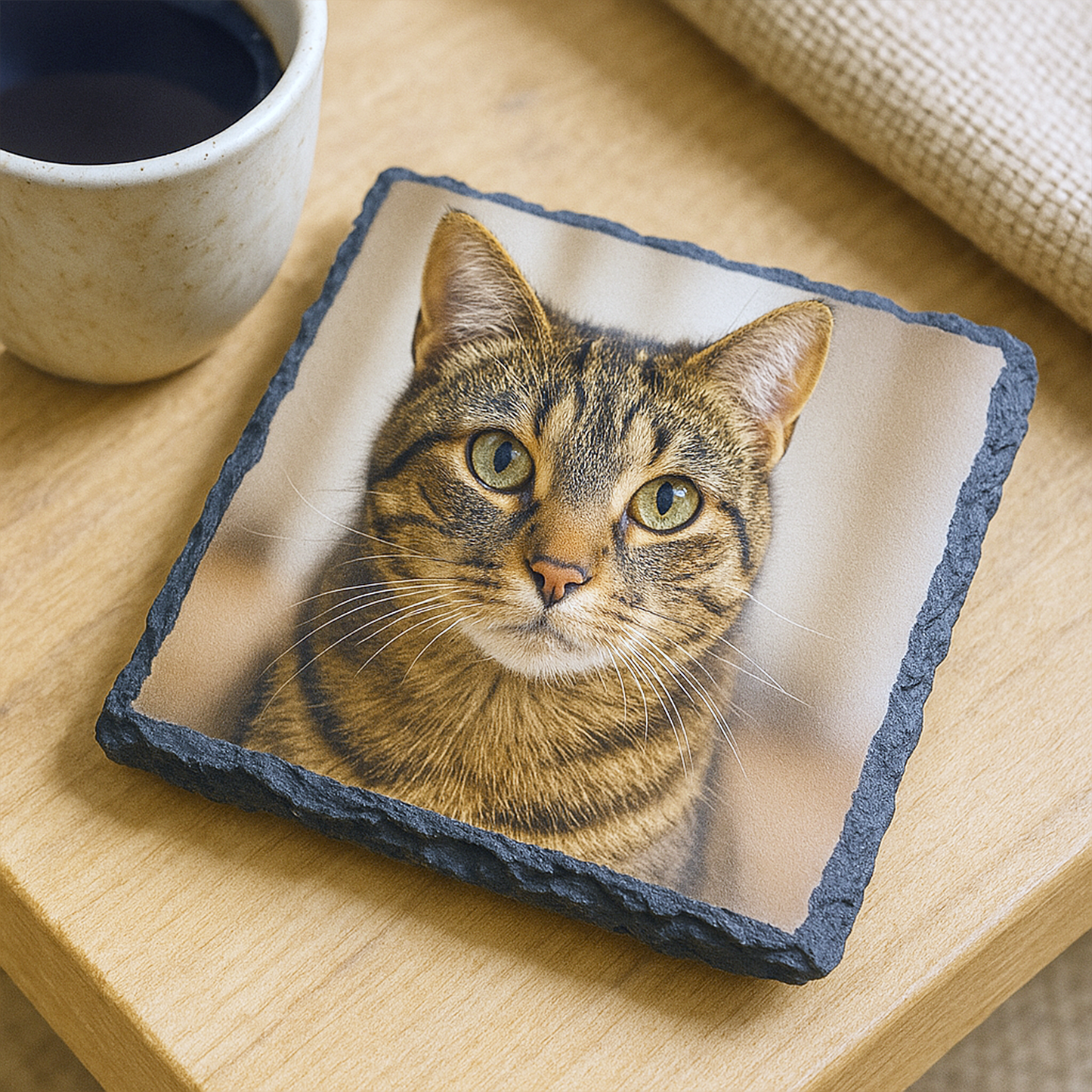 Set of 4 Slate Photo Drink Coasters - Gloss, Square