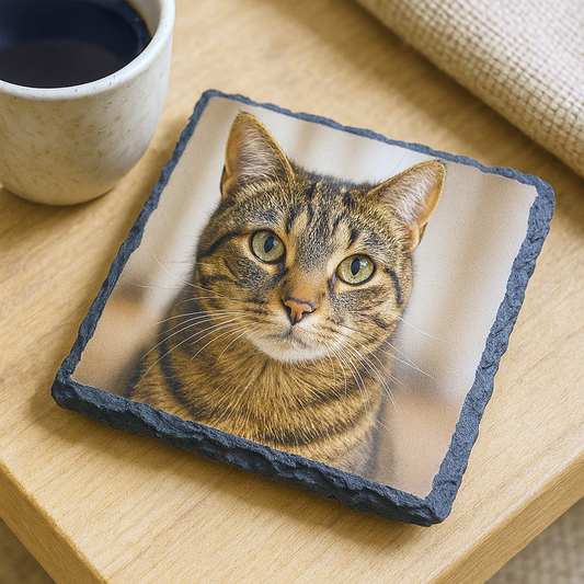 Set of 4 Slate Photo Drink Coasters - Gloss, Square