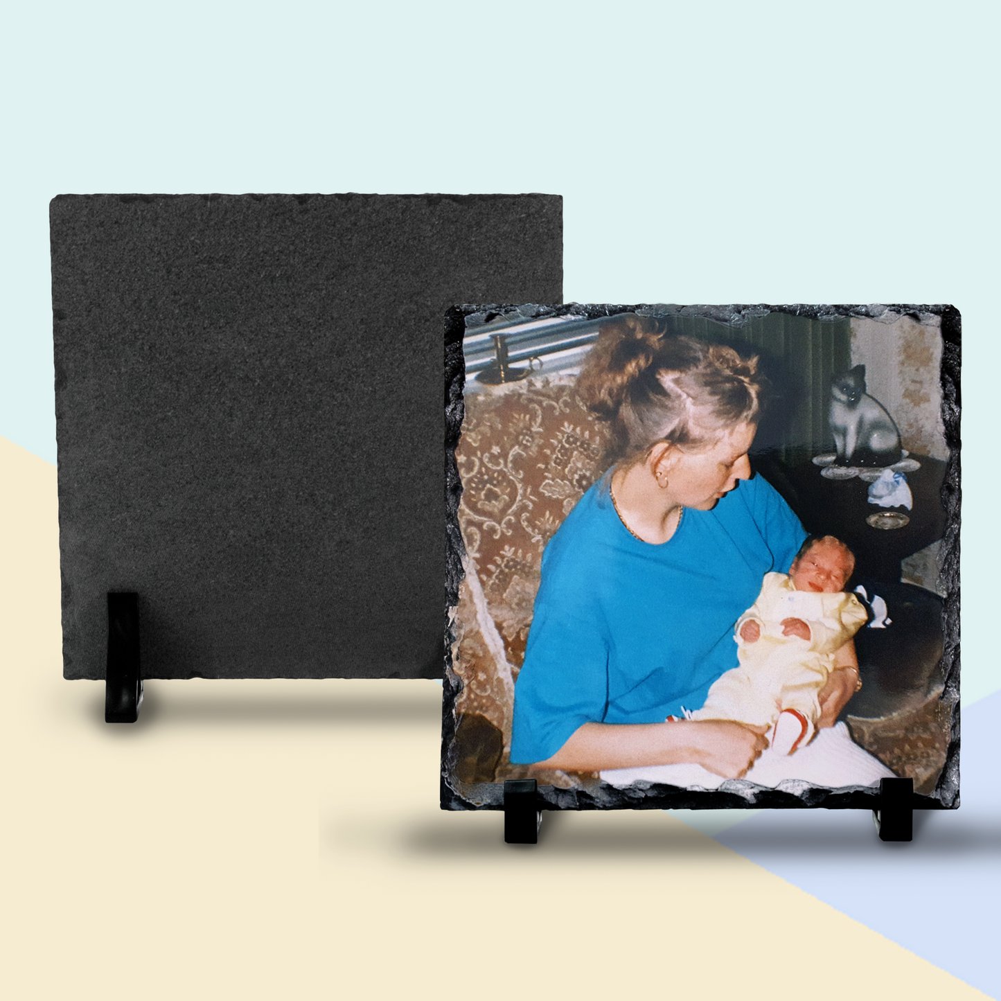 Square Photo Rock Slate with Stand - Gloss